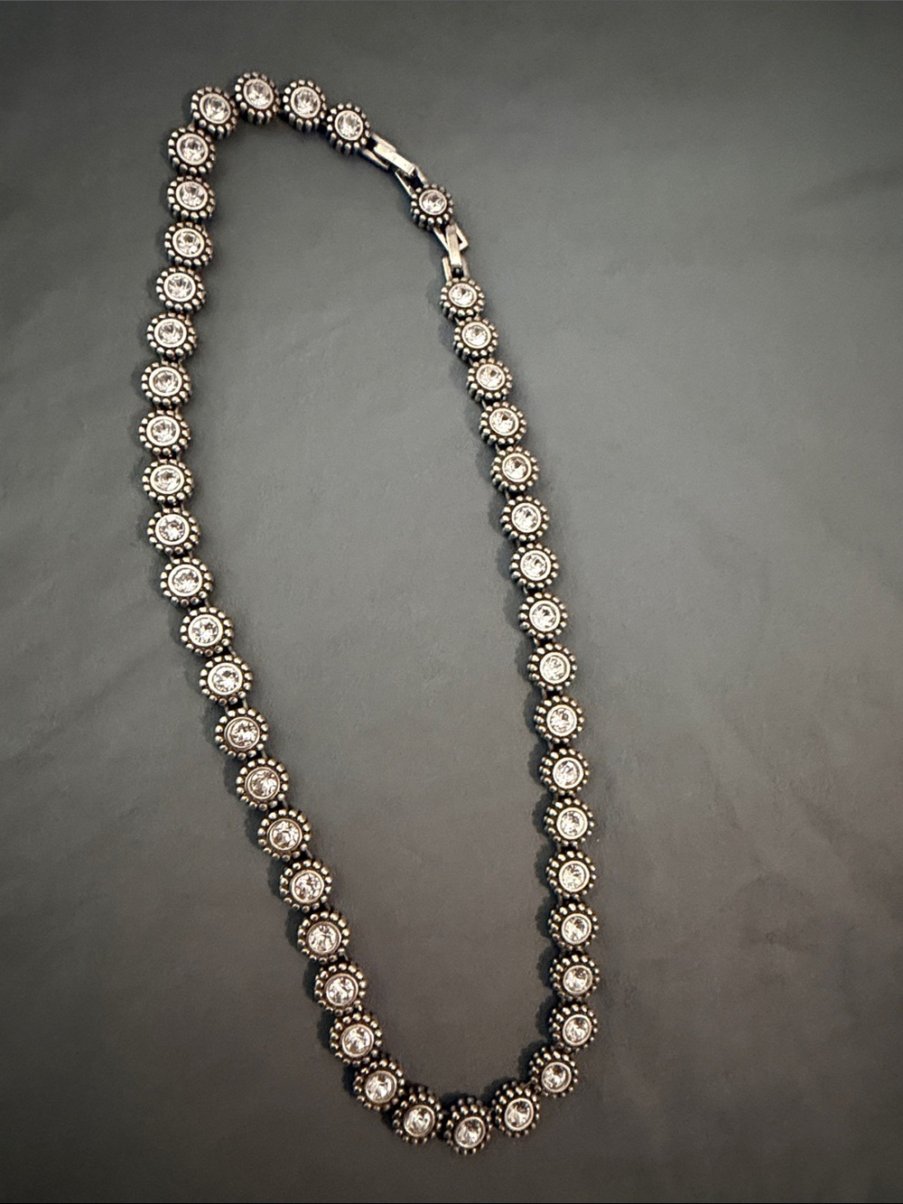 Brighton 15” Twinkle Link Silver-Tone Crystal Station Necklace, 1 inch extender